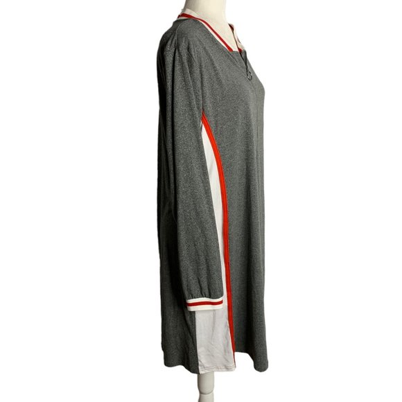 Vintage 90s Hot Kiss Sporty Athletic Dress 3XL Grey Long Sleeve Zip Knee Length - Picture 5 of 6